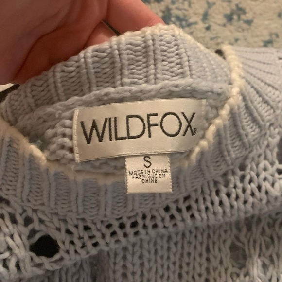 Carolina Blue/White Wildfox Sweater with Ruffle - Picture 4 of 4